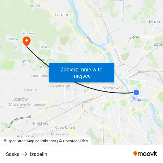 Saska to Izabelin map