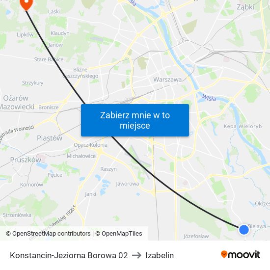 Konstancin-Jeziorna Borowa 02 to Izabelin map