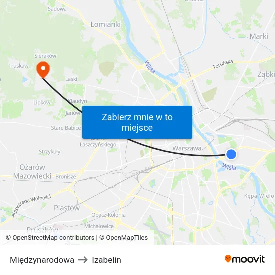 Międzynarodowa to Izabelin map