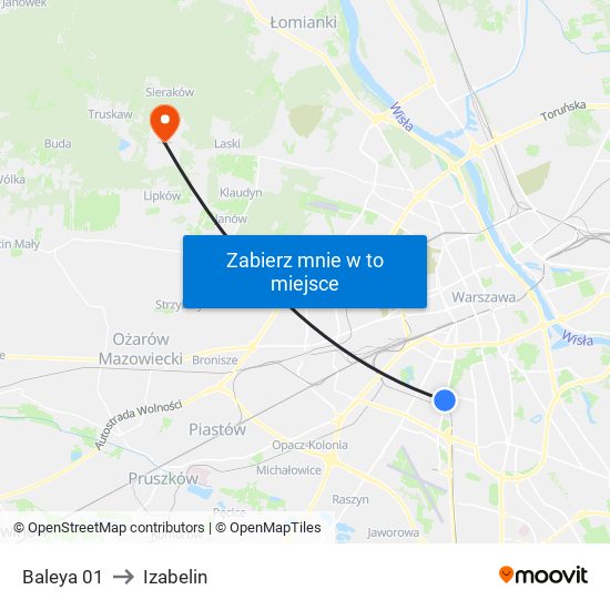 Baleya 01 to Izabelin map