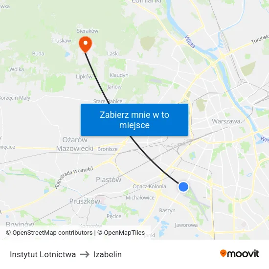 Instytut Lotnictwa to Izabelin map