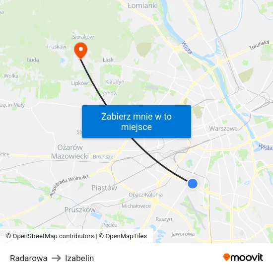 Radarowa to Izabelin map