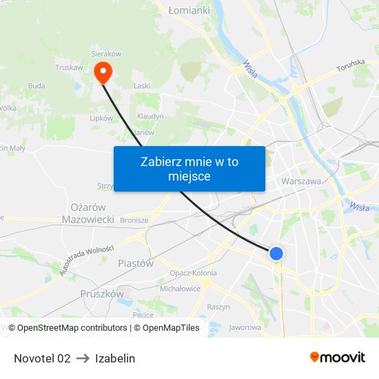 Novotel 02 to Izabelin map