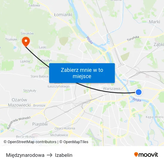 Międzynarodowa to Izabelin map
