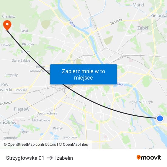 Strzygłowska to Izabelin map