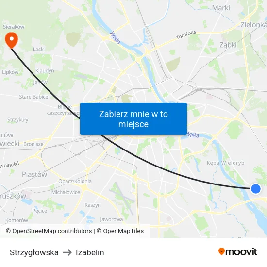 Strzygłowska to Izabelin map