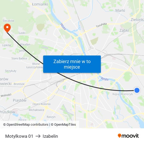 Motylkowa 01 to Izabelin map