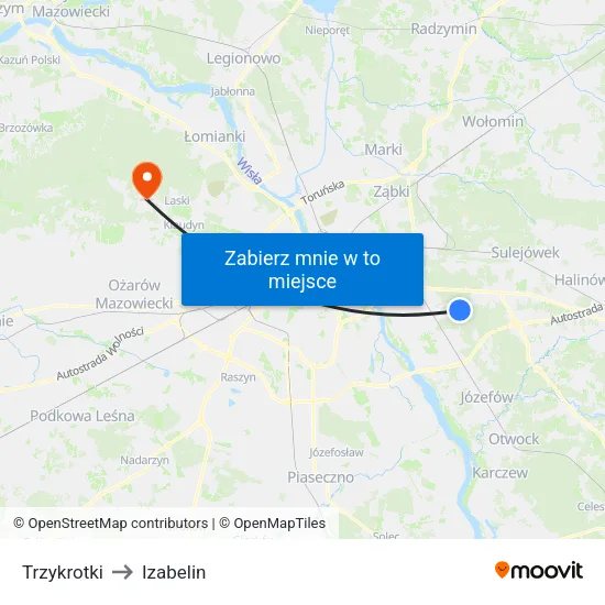 Trzykrotki to Izabelin map