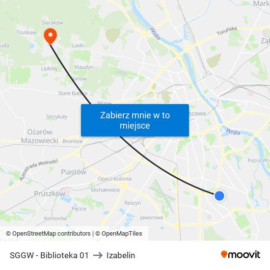 SGGW - Biblioteka 01 to Izabelin map