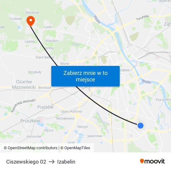 Ciszewskiego to Izabelin map