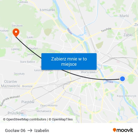 Gocław 06 to Izabelin map