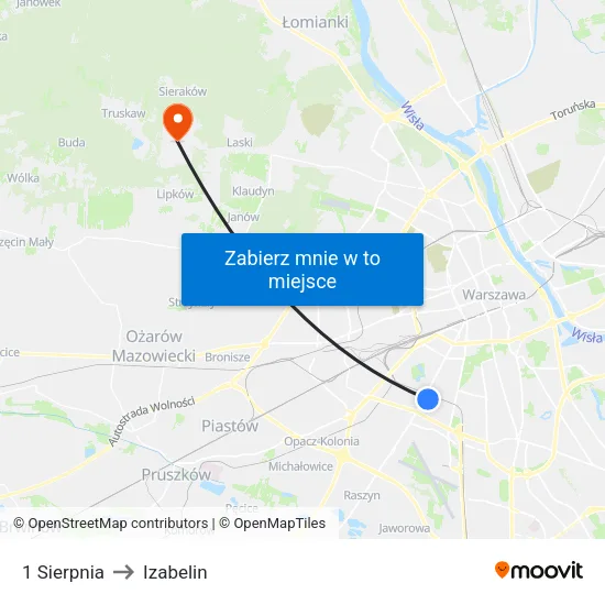 1 Sierpnia to Izabelin map