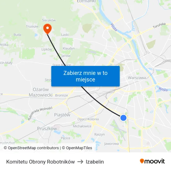 Komitetu Obrony Robotników to Izabelin map