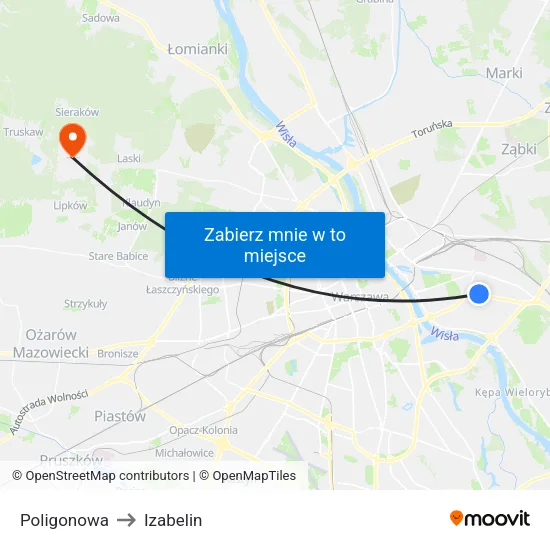 Poligonowa to Izabelin map