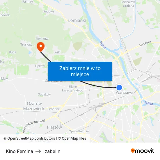 Kino Femina to Izabelin map