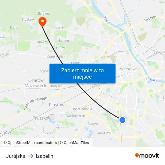 Jurajska to Izabelin map