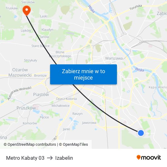 Metro Kabaty 03 to Izabelin map