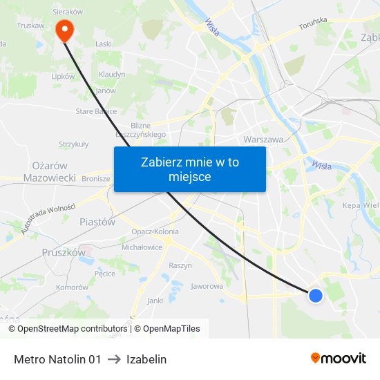 Metro Natolin 01 to Izabelin map