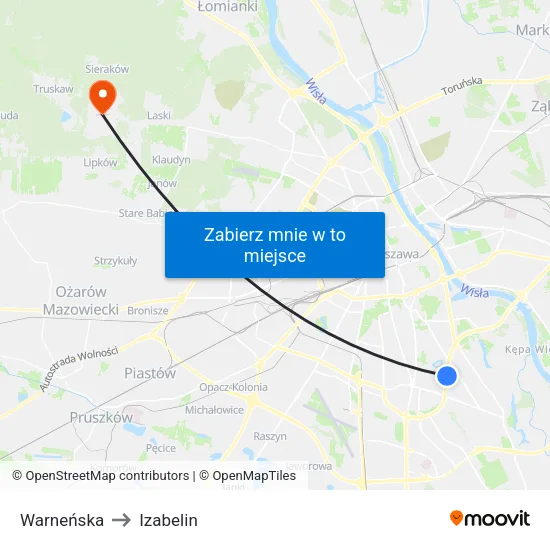 Warneńska to Izabelin map