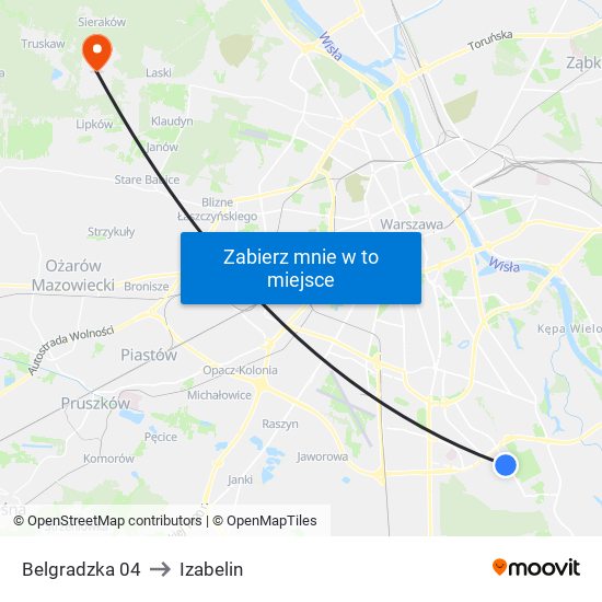 Belgradzka to Izabelin map