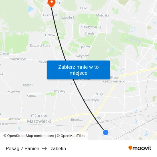Posag 7 Panien to Izabelin map