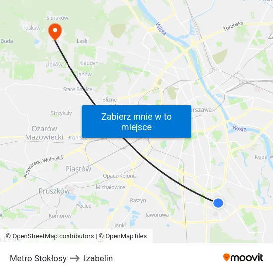 Metro Stokłosy to Izabelin map