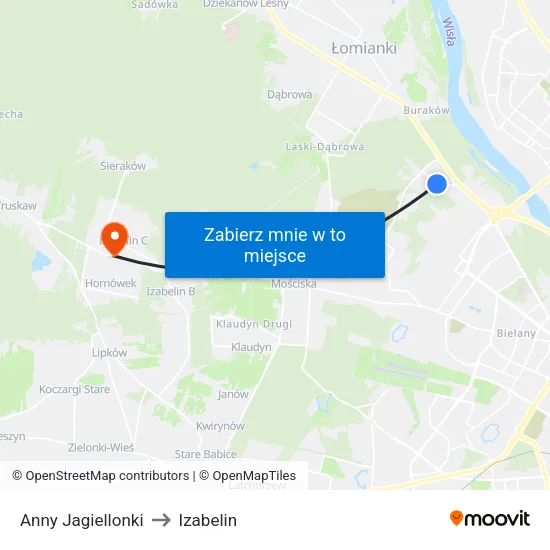 Anny Jagiellonki to Izabelin map