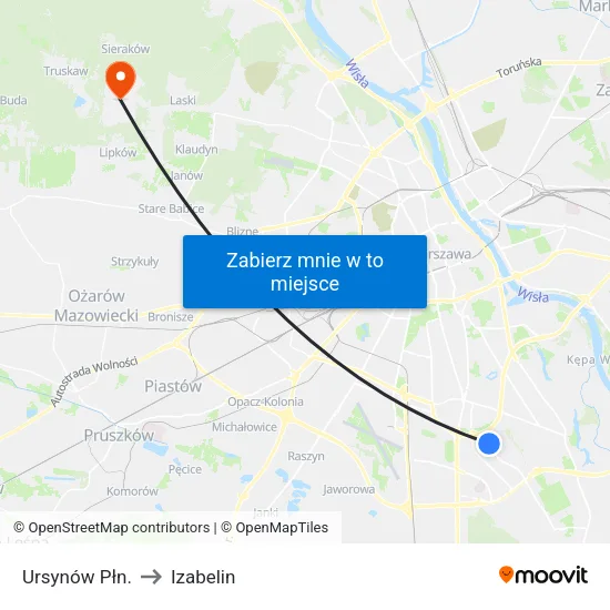 Ursynów Płn. to Izabelin map