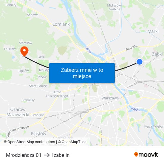 Młodzieńcza 01 to Izabelin map