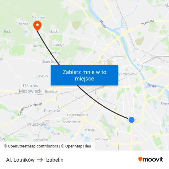 Al. Lotników to Izabelin map