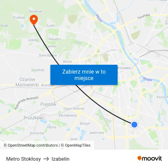 Metro Stokłosy to Izabelin map