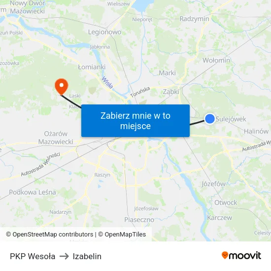 PKP Wesoła to Izabelin map