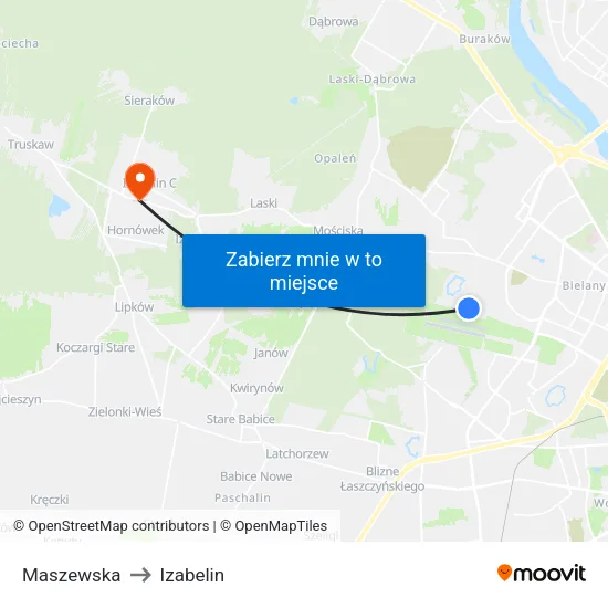 Maszewska to Izabelin map