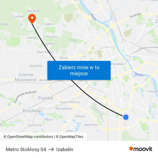 Metro Stokłosy 04 to Izabelin map