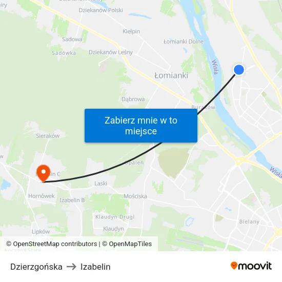 Dzierzgońska to Izabelin map