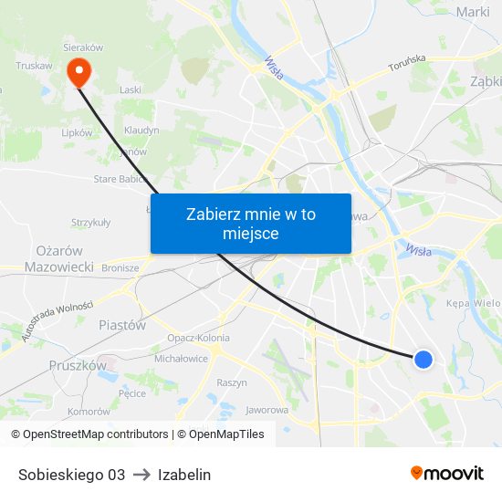 Sobieskiego 03 to Izabelin map