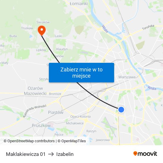 Maklakiewicza to Izabelin map