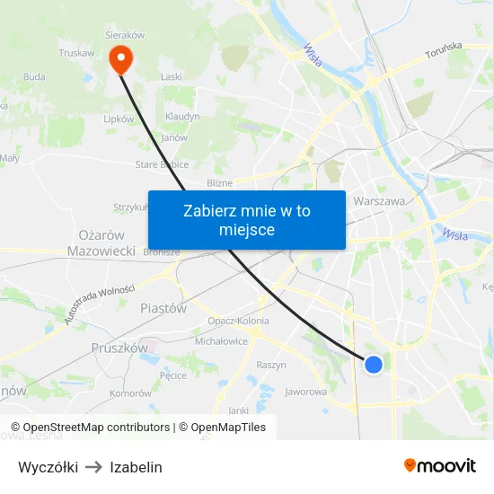 Wyczółki to Izabelin map