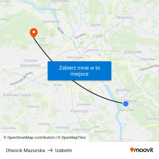 Otwock Mazurska to Izabelin map