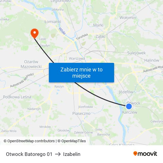 Otwock Batorego 01 to Izabelin map