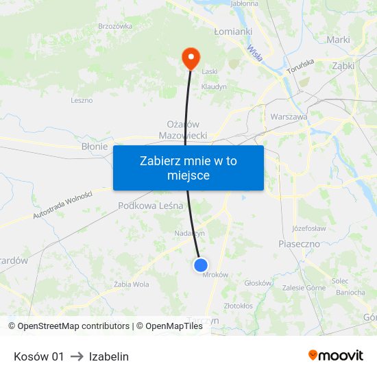 Kosów 01 to Izabelin map