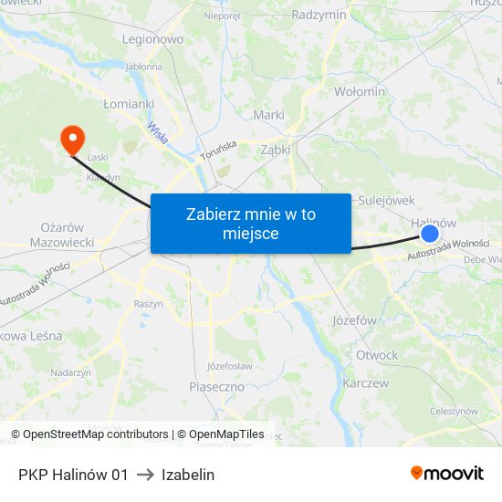 PKP Halinów 01 to Izabelin map