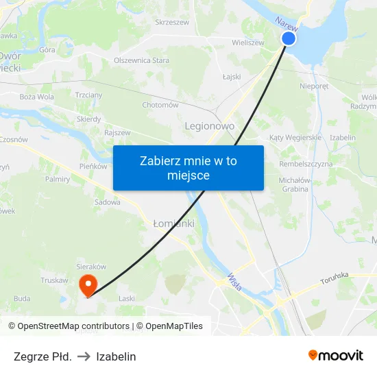 Zegrze Płd. to Izabelin map