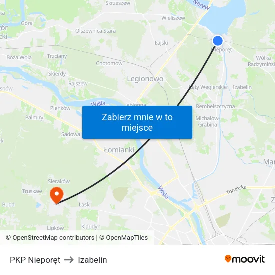 PKP Nieporęt to Izabelin map
