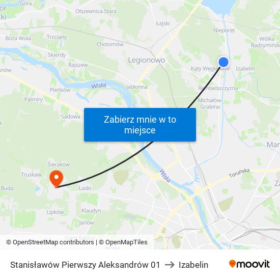 Stanisławów Pierwszy Aleksandrów 01 to Izabelin map