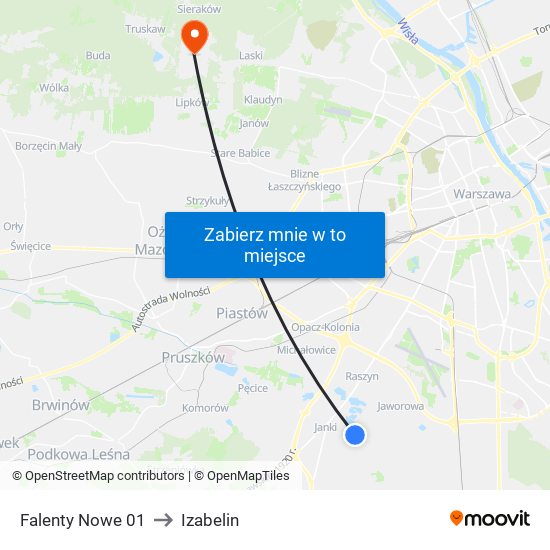 Falenty Nowe to Izabelin map