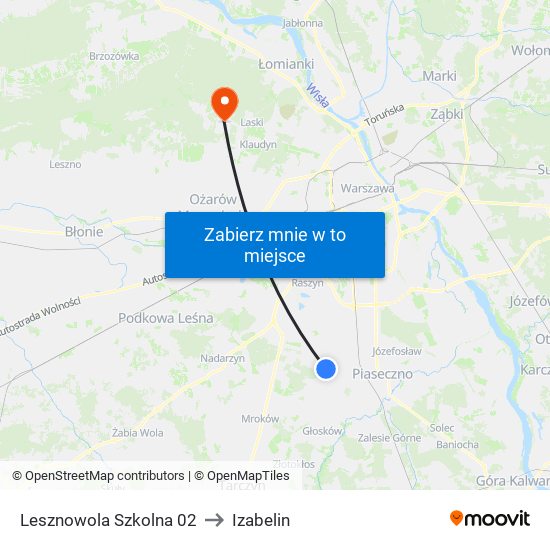 Lesznowola Szkolna 02 to Izabelin map