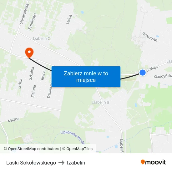 Laski Sokołowskiego to Izabelin map