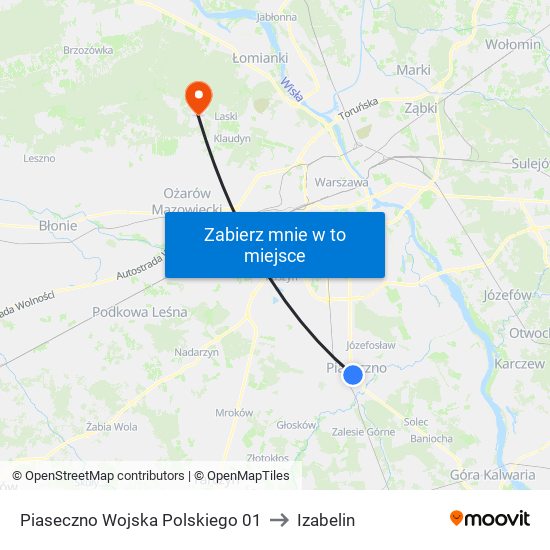 Piaseczno Wojska Polskiego 01 to Izabelin map