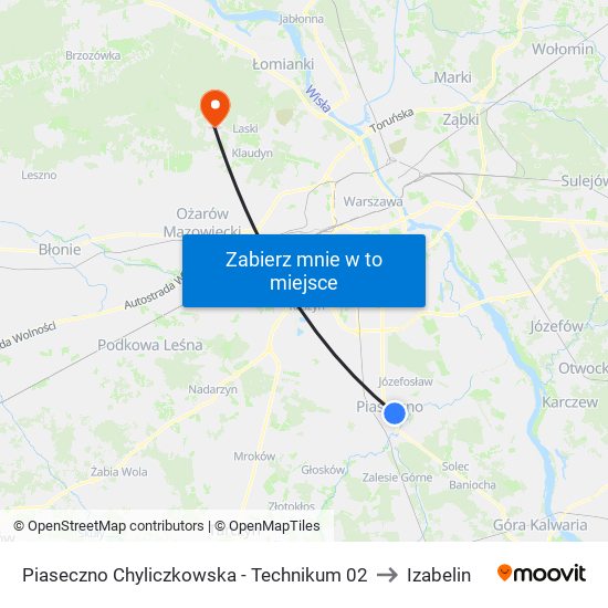 Piaseczno Chyliczkowska - Technikum 02 to Izabelin map